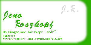 jeno roszkopf business card